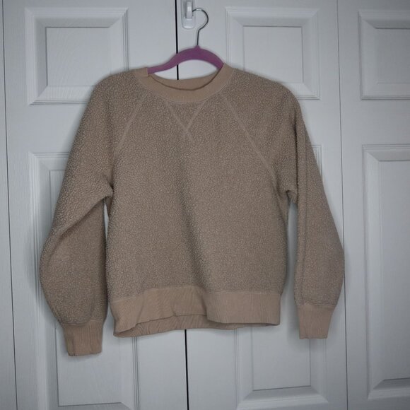 Everlane Cream Long Sleeve Sherpa Crewneck Sweatshirt Women's Size Medium M - Picture 6 of 6